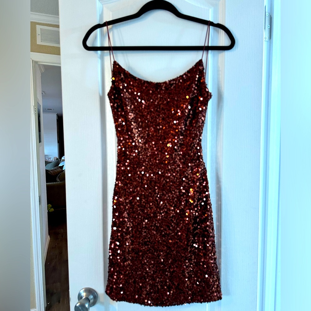 Sequin backless mini dress